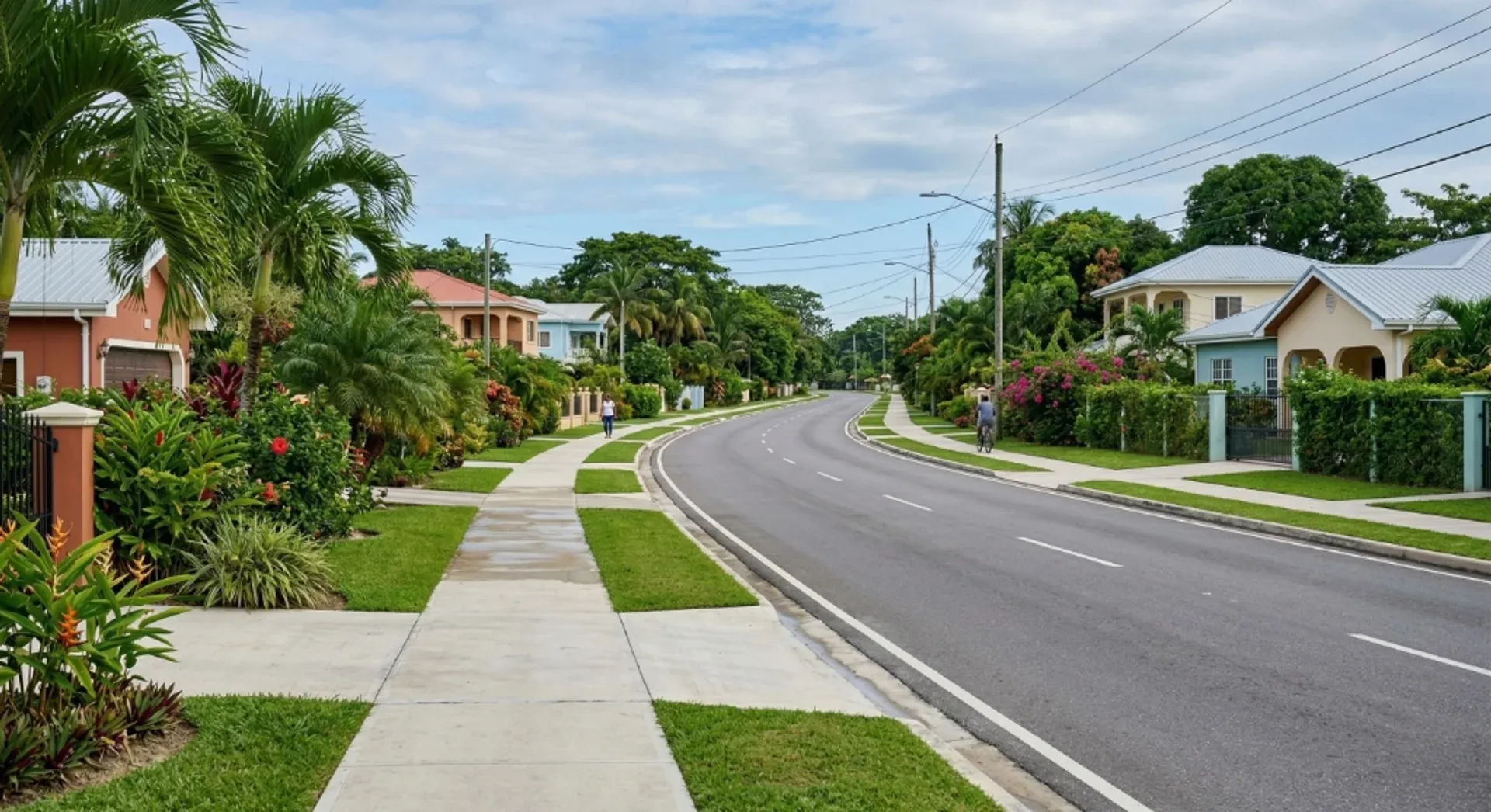 Residential street in Belmopan, Belize — homes and property for sale
