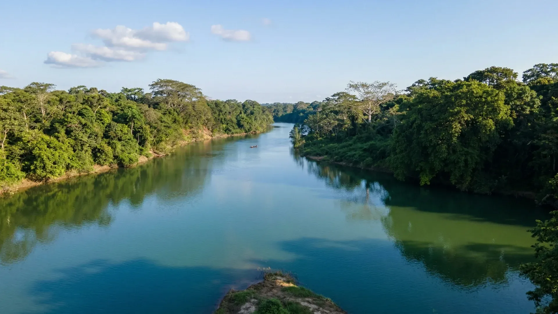 River winding through jungle, inland Belize