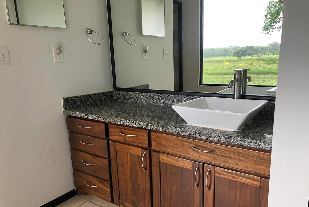 Modern bathroom sink with a sleek design.