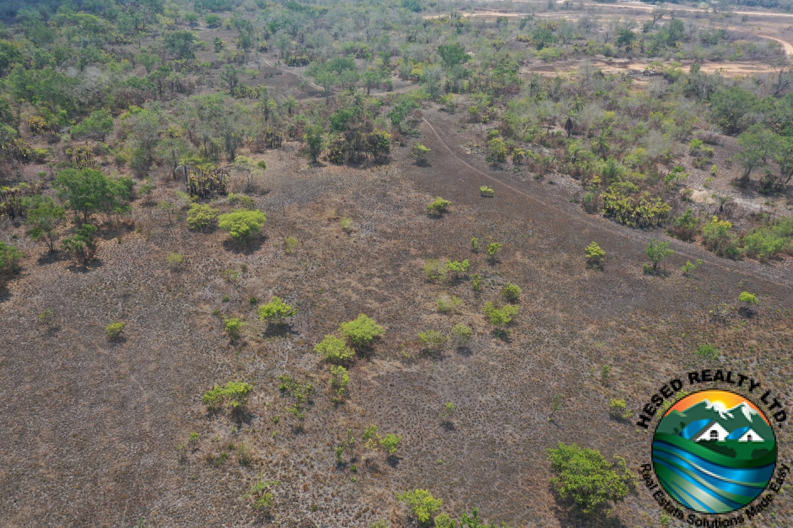 Drone image showing the landscape of the 69-acre property in Billy White, Belize.